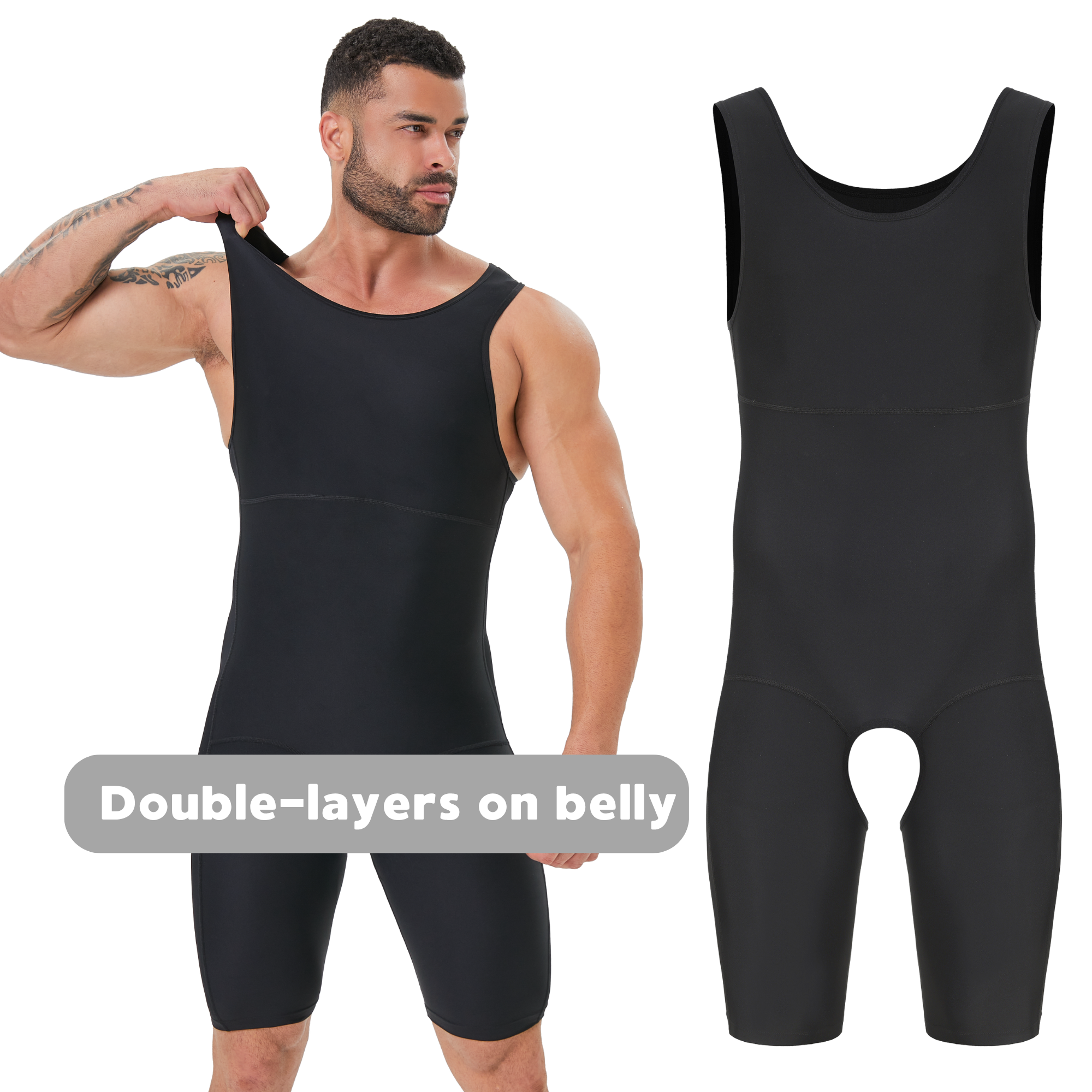 Men's Double Layer Tummy Contr - Shapewear Bodysuit Firm incelemesi ve fiyatı