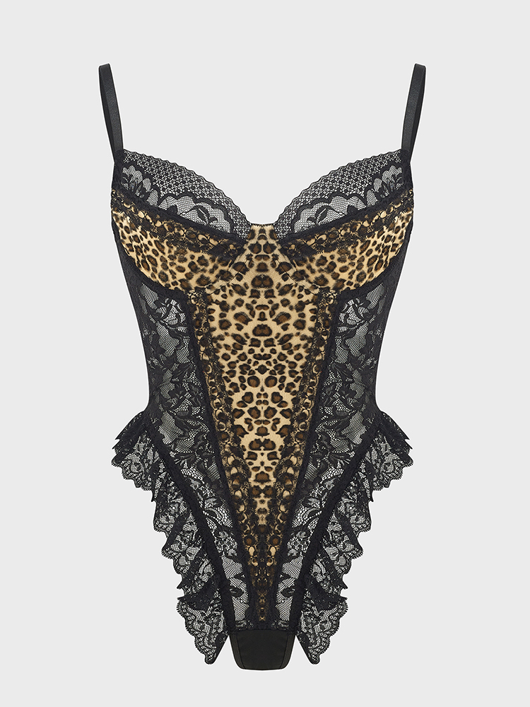 Sexy Lace Leopard Pattern Body - Shapewear Bodysuit Firm incelemesi ve fiyatı