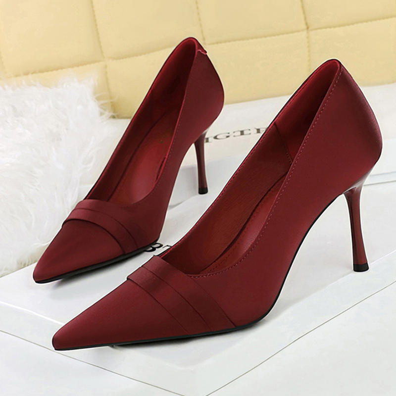 Women Elegant Burgundy 8cm Hig - Slip Dress Satin incelemesi ve fiyatı