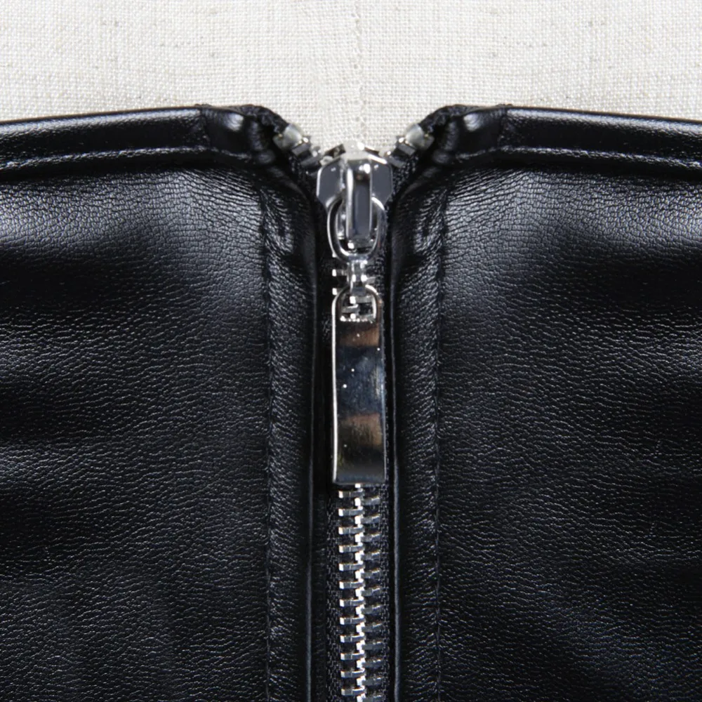Black Short Zipper PU Faux Lea - Corset Waist Cinch incelemesi ve fiyatı