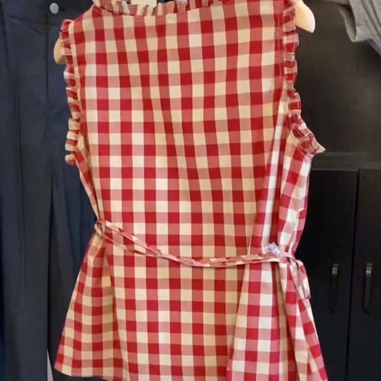 Retro Red Plaid Sleeveless Ves - Corset Waist Cinch incelemesi ve fiyatı