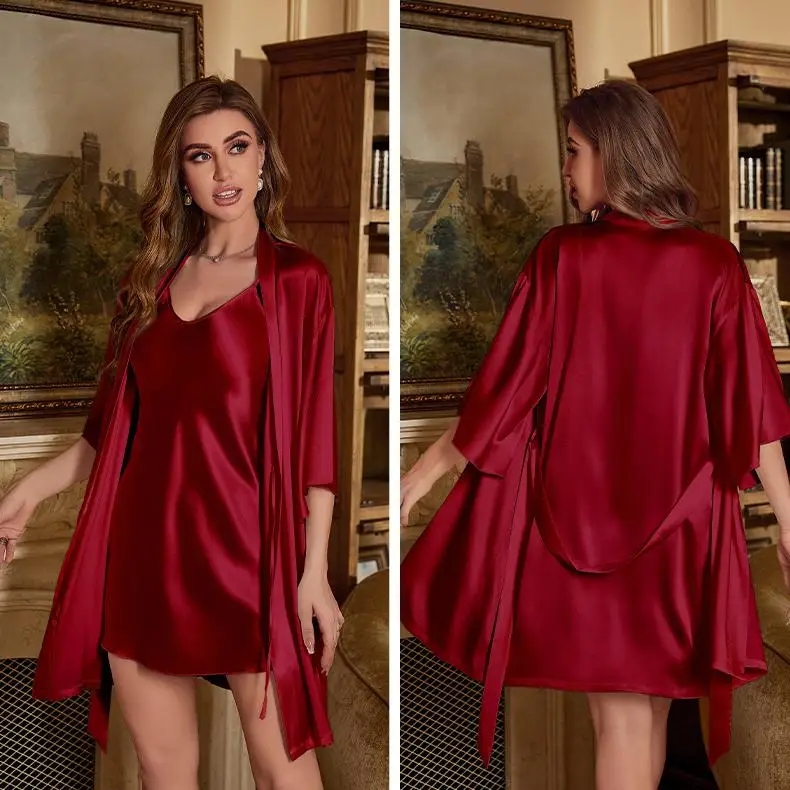 2PC Robe Suit Women Rayon Bath - Robe Silk Women incelemesi ve fiyatı