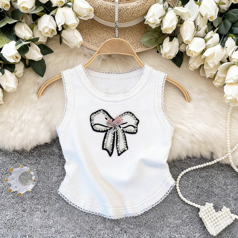 White Lace Trim Rhinestone Bow - Cami Top Lace incelemesi ve fiyatı